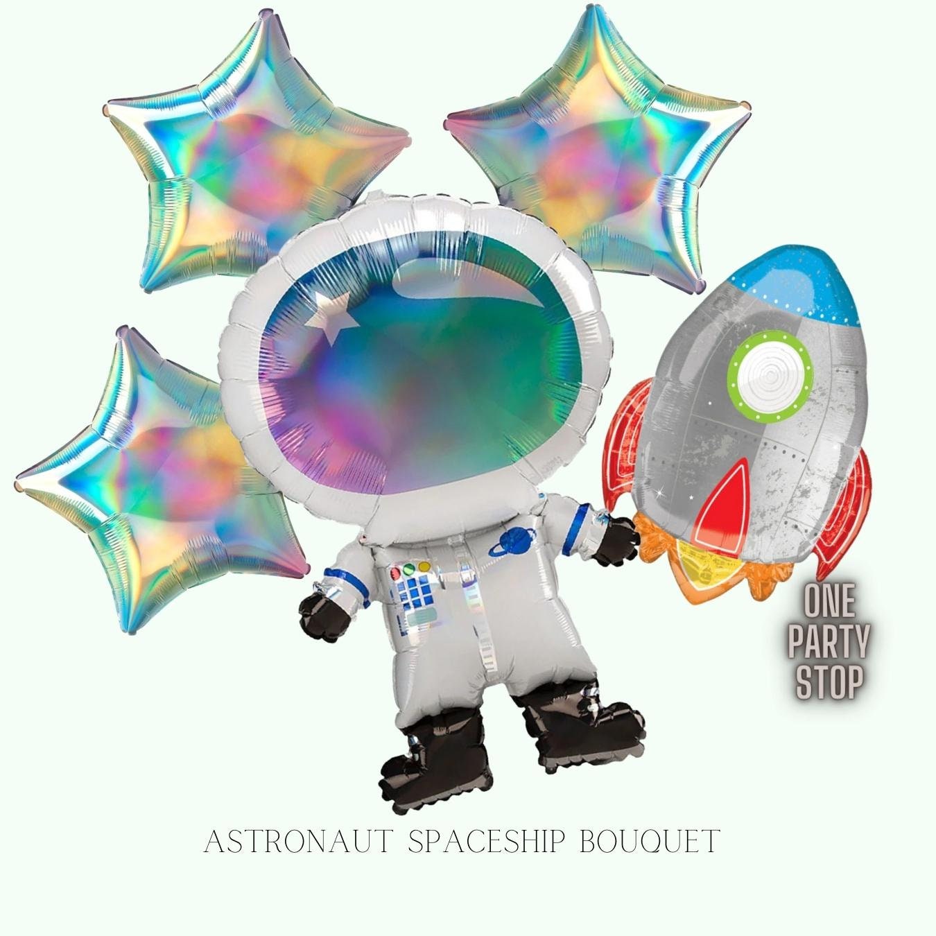 Iridescent Astronaut Alien Balloon Bouquet: Galaxy Space Party