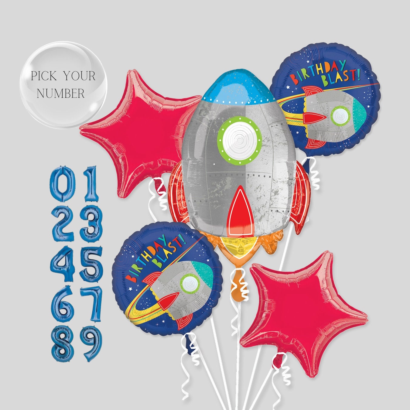Rocket Birthday Balloon Bouquet: Outer Space Party Decor