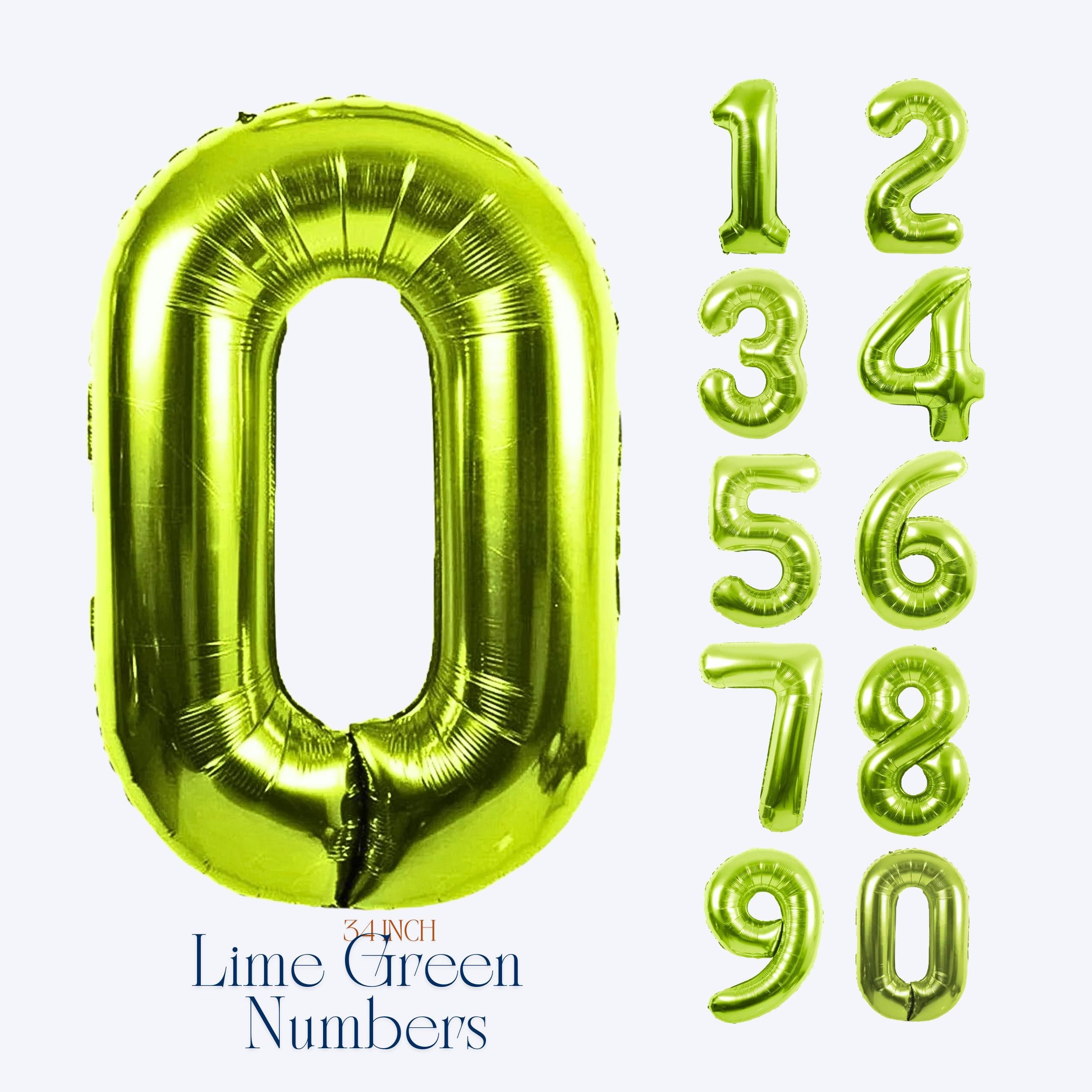 Lime Green Number Balloon, Age Foil Number Balloon, Birthday Party Decorations, Neon Green Balloon Numbers, Jumbo Mylar Number Balloon