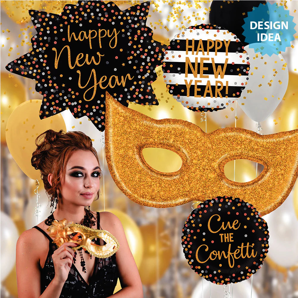51 inch GOLD GLITTER MASK