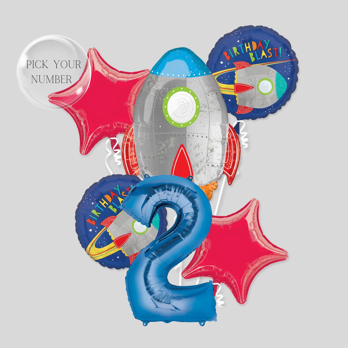 Rocket Birthday Balloon Bouquet: Outer Space Party Decor