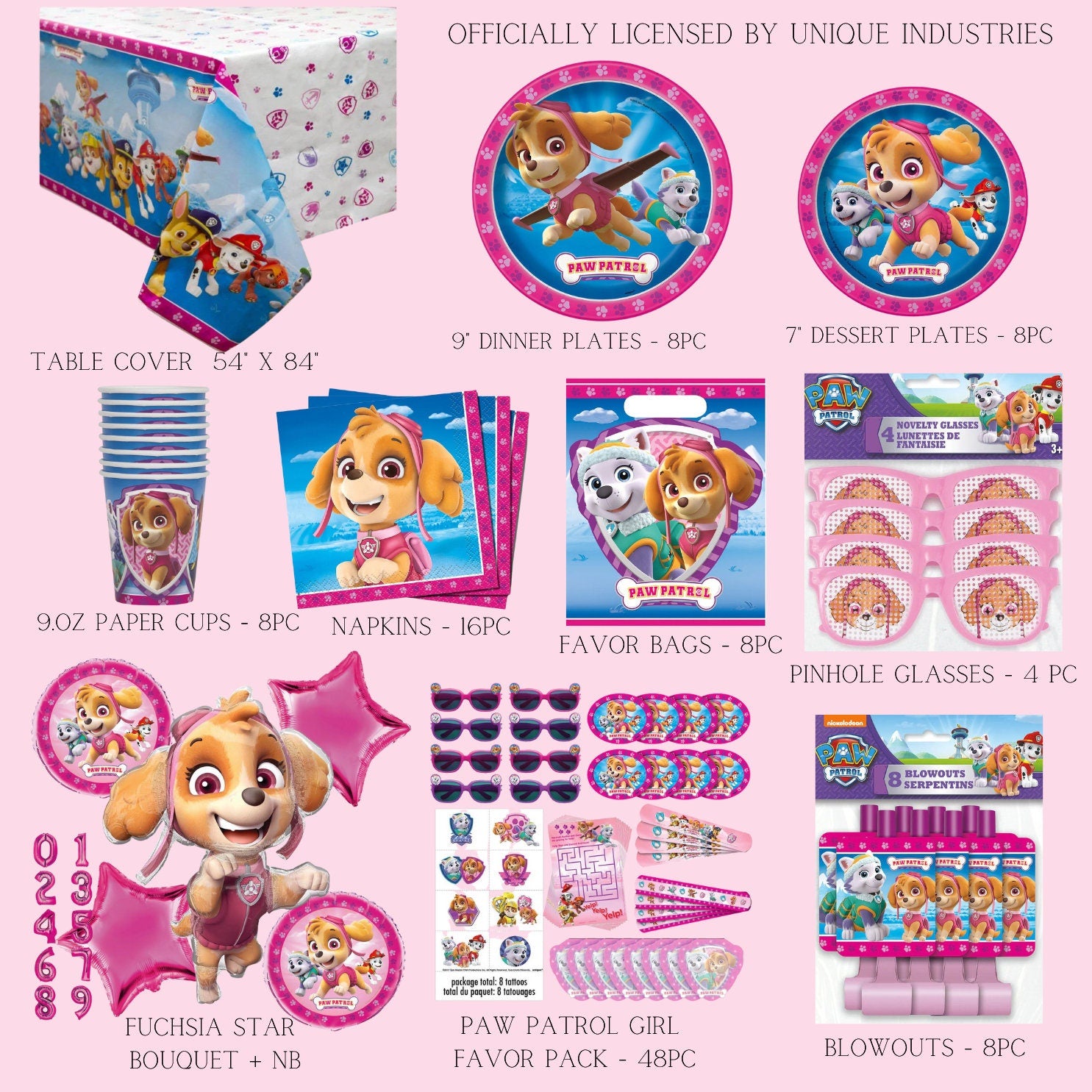 Paw Patrol Skye Balloon Bouquet - Anagram Licensed | Paw Patrol Girl Birthday decorations | Paw Patrol Girl party, Toddler birthday balloons