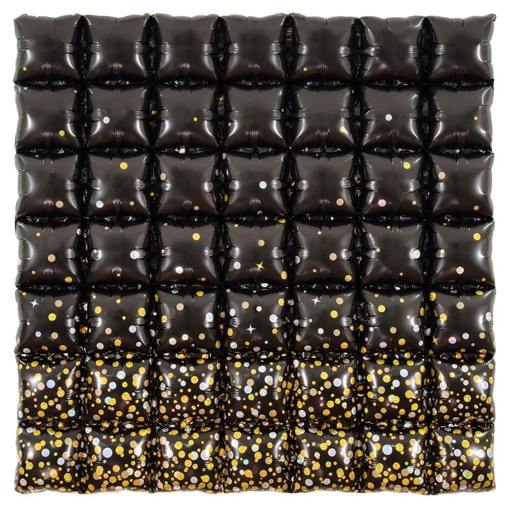 36 inch WAFFLE PANEL - SPARKLING FIZZ HOLOGRAPHIC BLACK