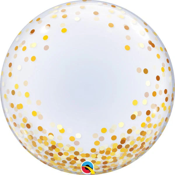 24 inch DECO BUBBLE - GOLD CONFETTI DOTS