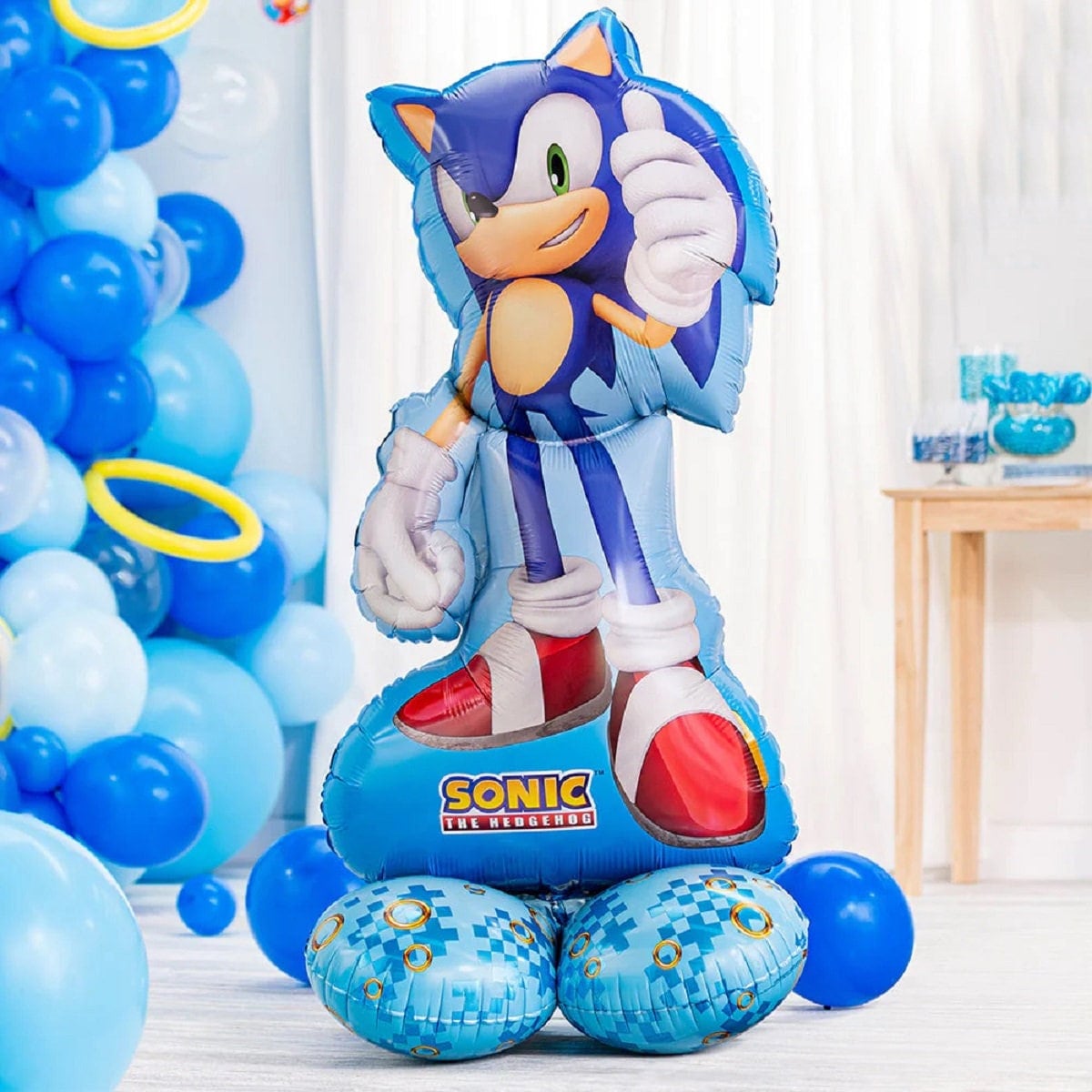 53" AirLoonz Sonic the Hedgehog 2 Foil Balloon | Sonic Air Filled Standing Balloon | Sonic Movie Balloons | Sonic Giant Standing Balloon