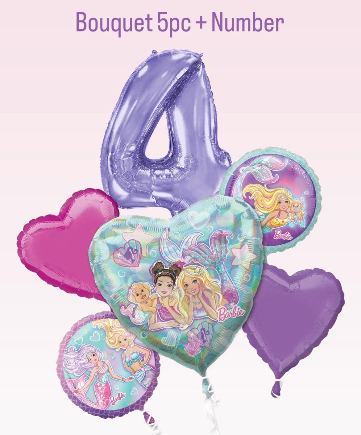 Barbie Mermaid Balloons | Barbie Mermaid Balloon Bouquet | Mermaid Barbie Helium Balloons | Mermaid Barbie | Barbie Party Decorations