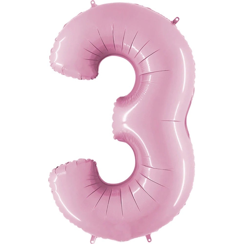 Pastel Pink Number Balloons, 34" | Foil Mylar Number Balloons | Birthday Number Balloons | Baby Pink Number Balloons | Pink Balloon Numbers