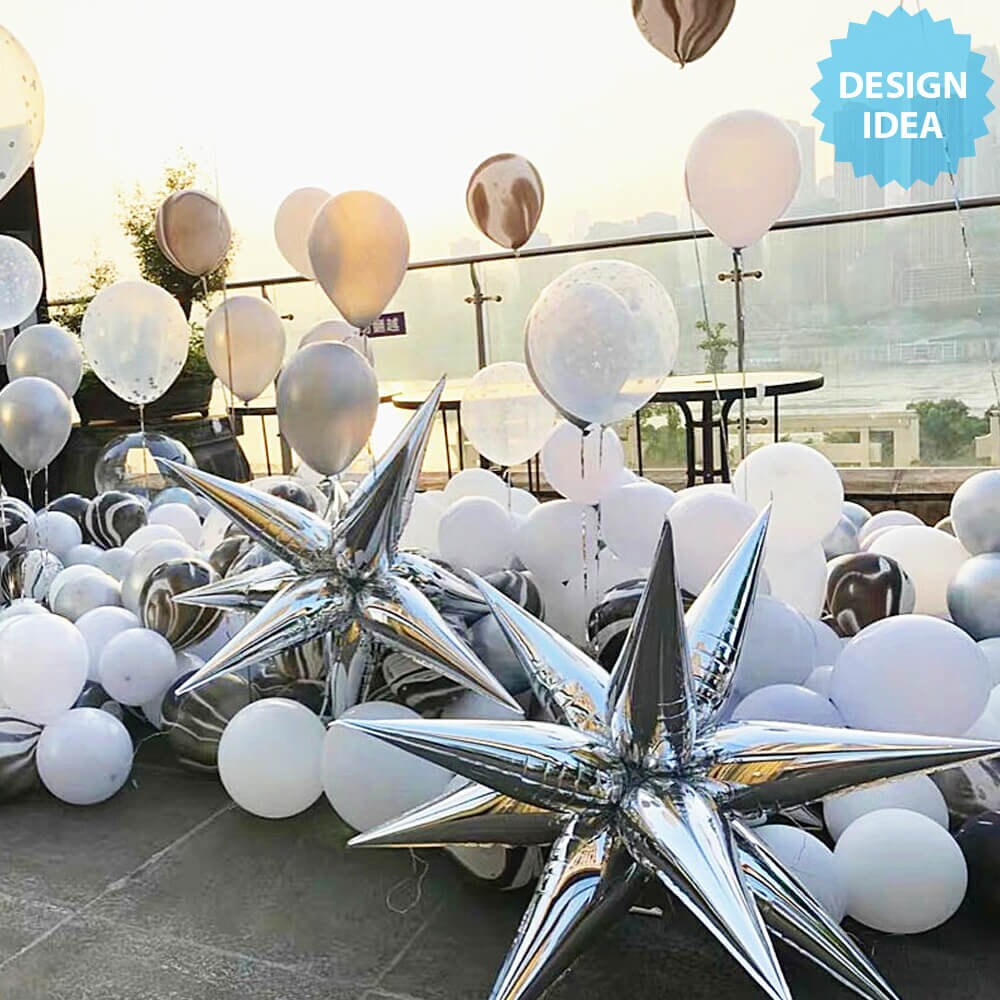 Rose Gold Star Burst Balloons | 3D Starburst Balloons | Star Balloons | Star Burst Balloon Air Fill | Pink garland | Bride Party Decorations