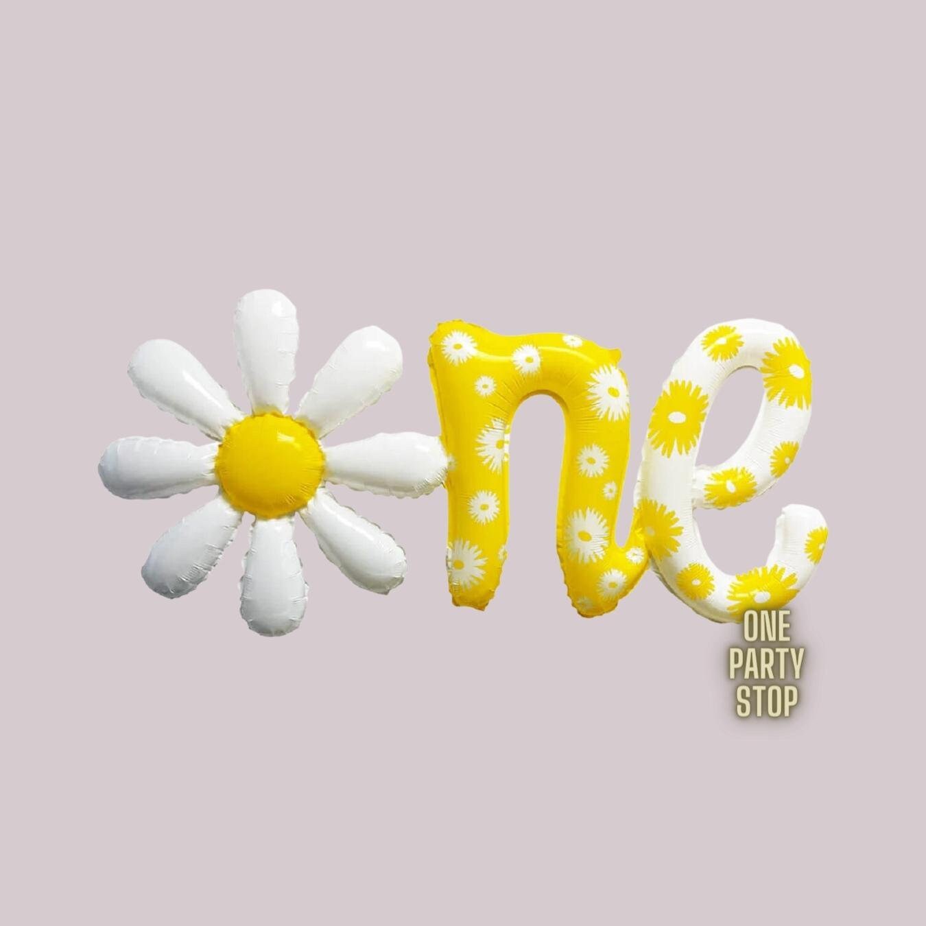 One Script Banner Daisy Floral, 46" | Floral First birthday banner | Retro Daisy ONE Banner | Groovy First Birthday | Daisy Balloon | 1st