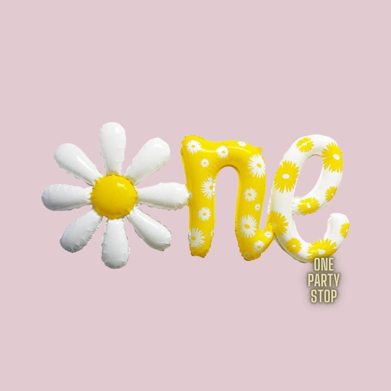 Daisy Number Balloon Bouquet | Number Balloon Structure, 40in | Boho Chic | Two Groovy | Groovy One | Flower Power | First Birthday