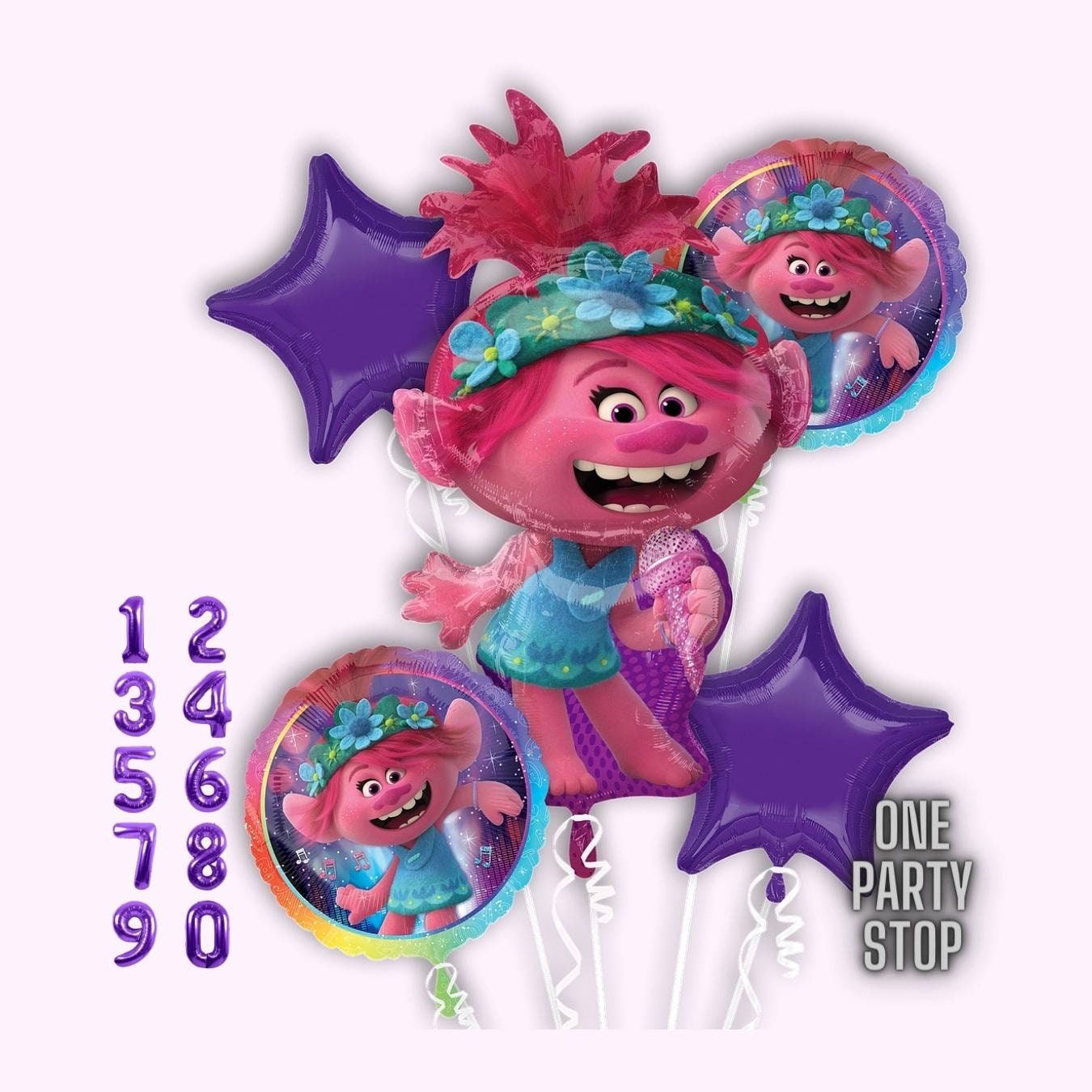Trolls Poppy Balloons - Anagram Licensed | Poppy Airwalker | Trolls World Tour Balloon Bouquet | Trolls Birthday | Trolls Decorations |Poppy