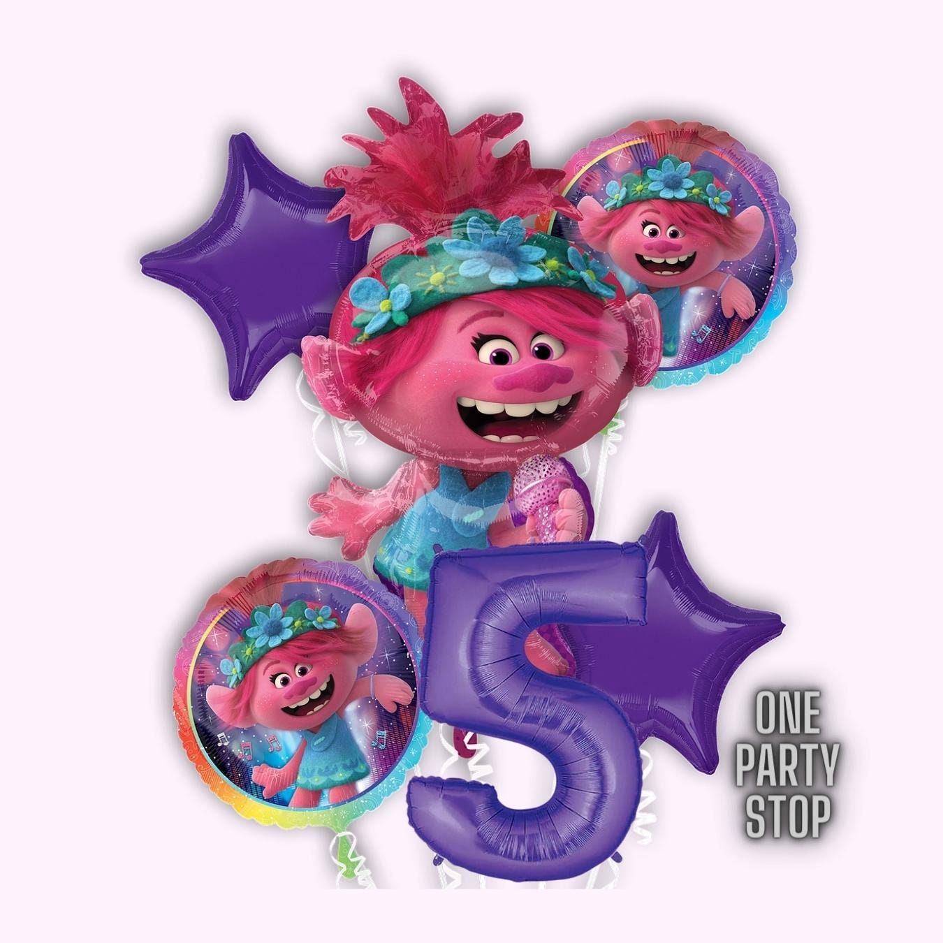 Trolls Poppy Balloons - Anagram Licensed | Poppy Airwalker | Trolls World Tour Balloon Bouquet | Trolls Birthday | Trolls Decorations |Poppy