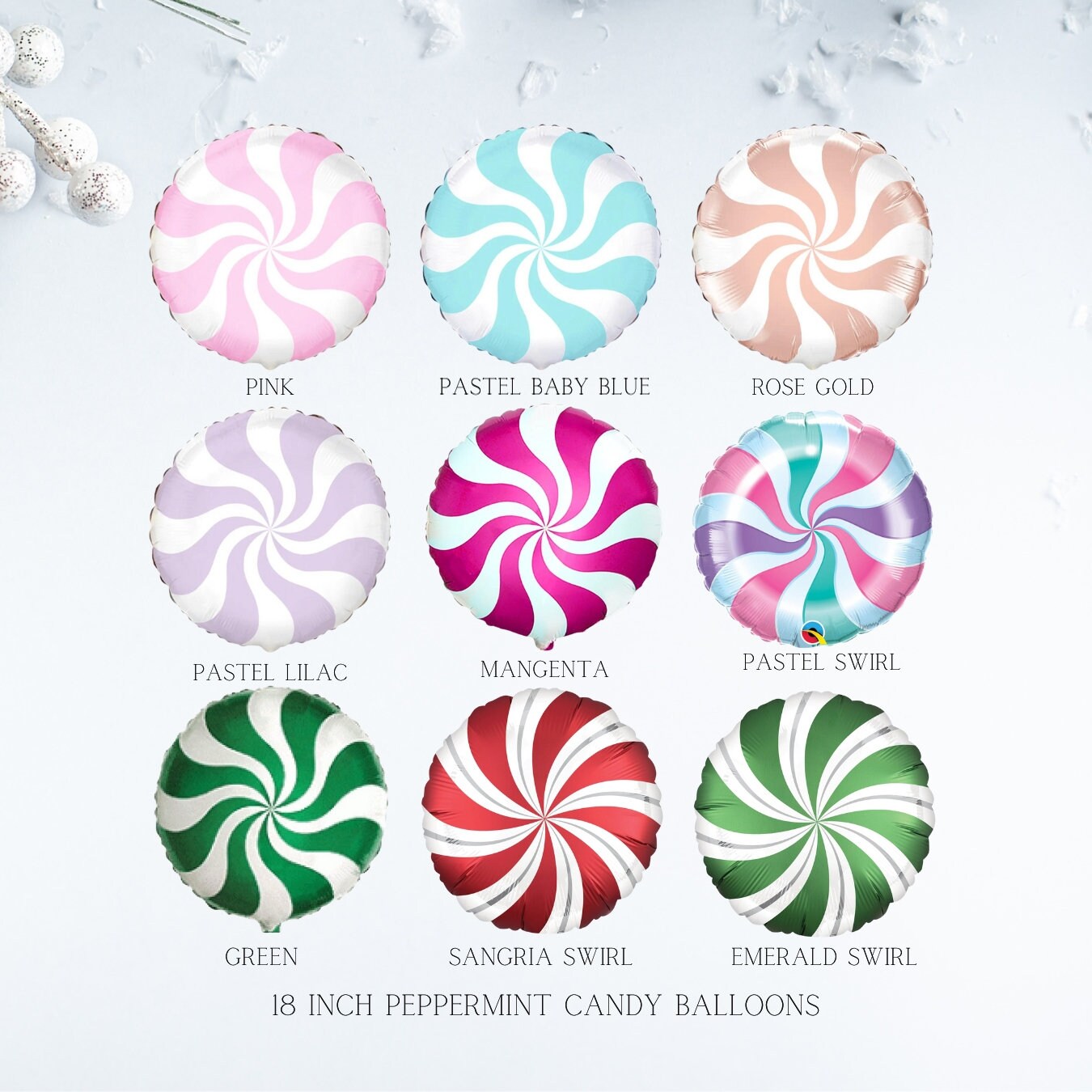 Candy Cane Balloons for garlands, bouquets | Christmas Decorations | Holiday Decorations | Christmas Tree | Santa | Peppermint | Candy