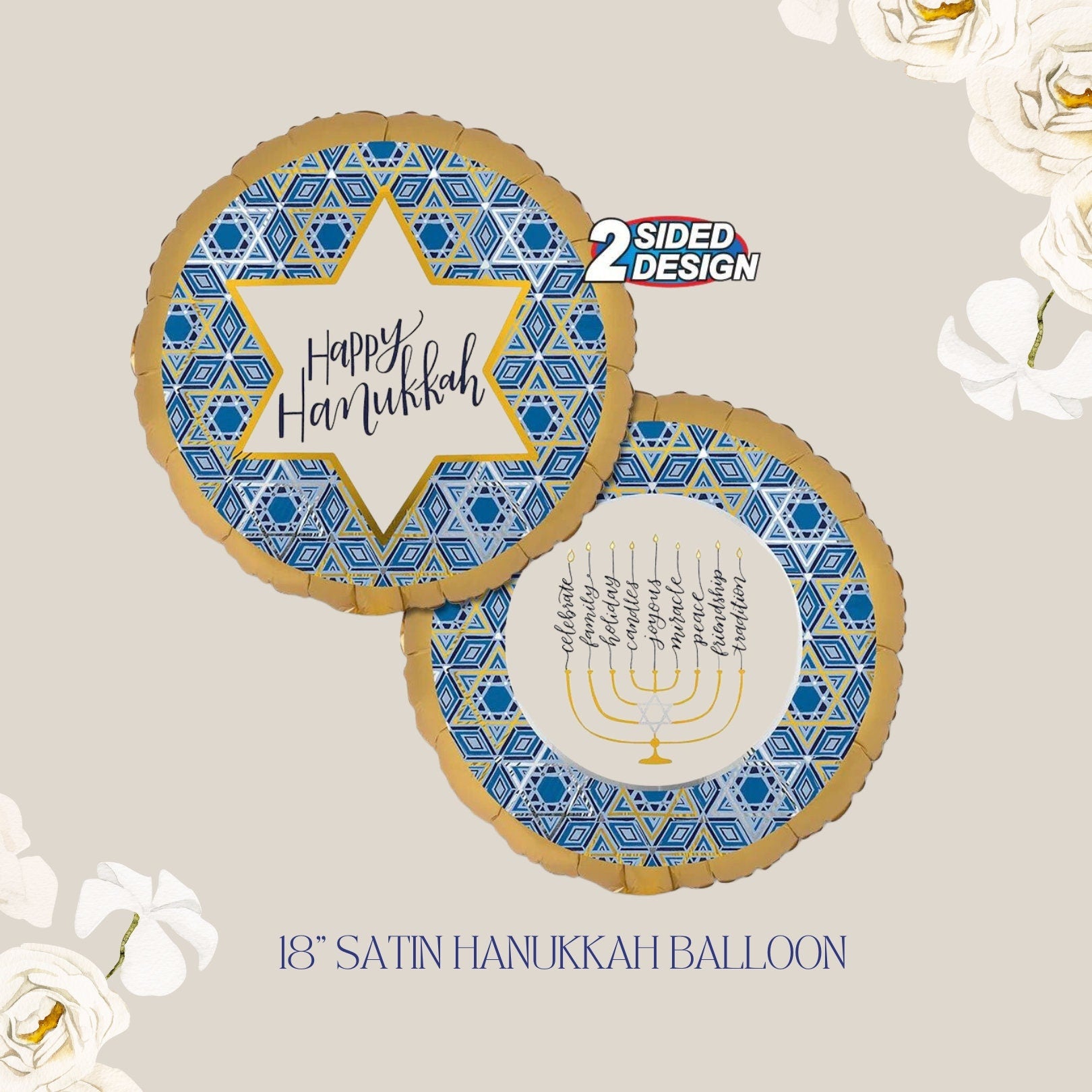 29" Happy Hanukkah Balloon | Hannukah Menorah | Menorah Balloon | Hanukkah Decorations | Happy Hanukkah | Holiday Party supplies | Menorah