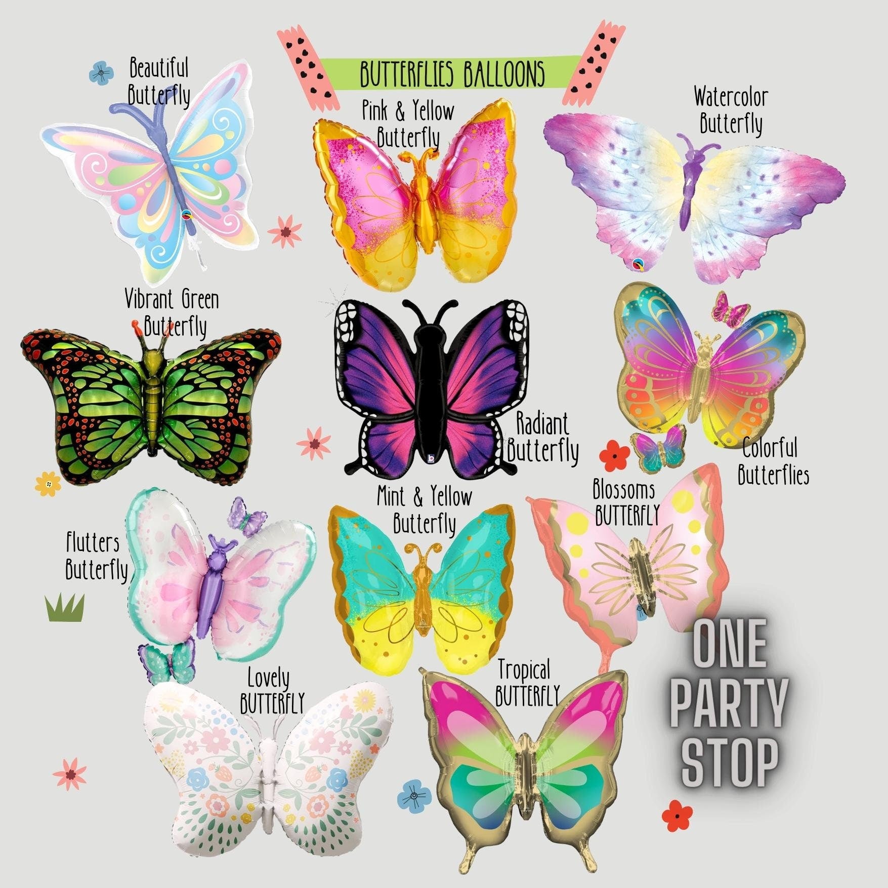 Pastel Butterfly Foil Balloon: Girls Birthday Party Decor