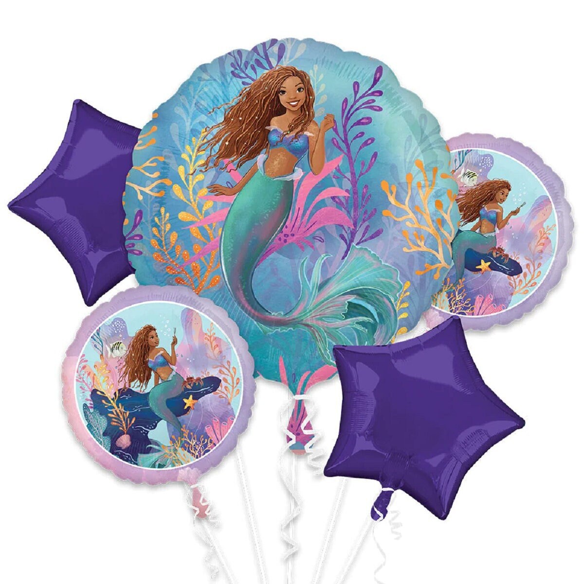Little Mermaid Balloon Bouquet: Licensed Ariel Party Decorations, 5pc