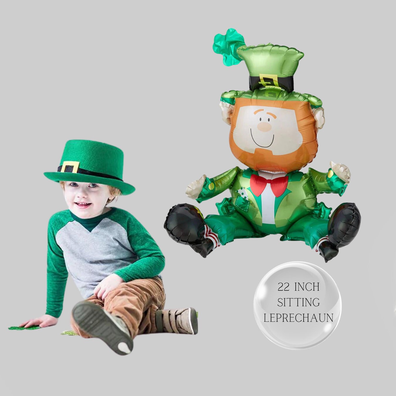 St. Patrick's Day Foil Balloons: Shamrock, Rainbow, Horseshoe, Leprechaun