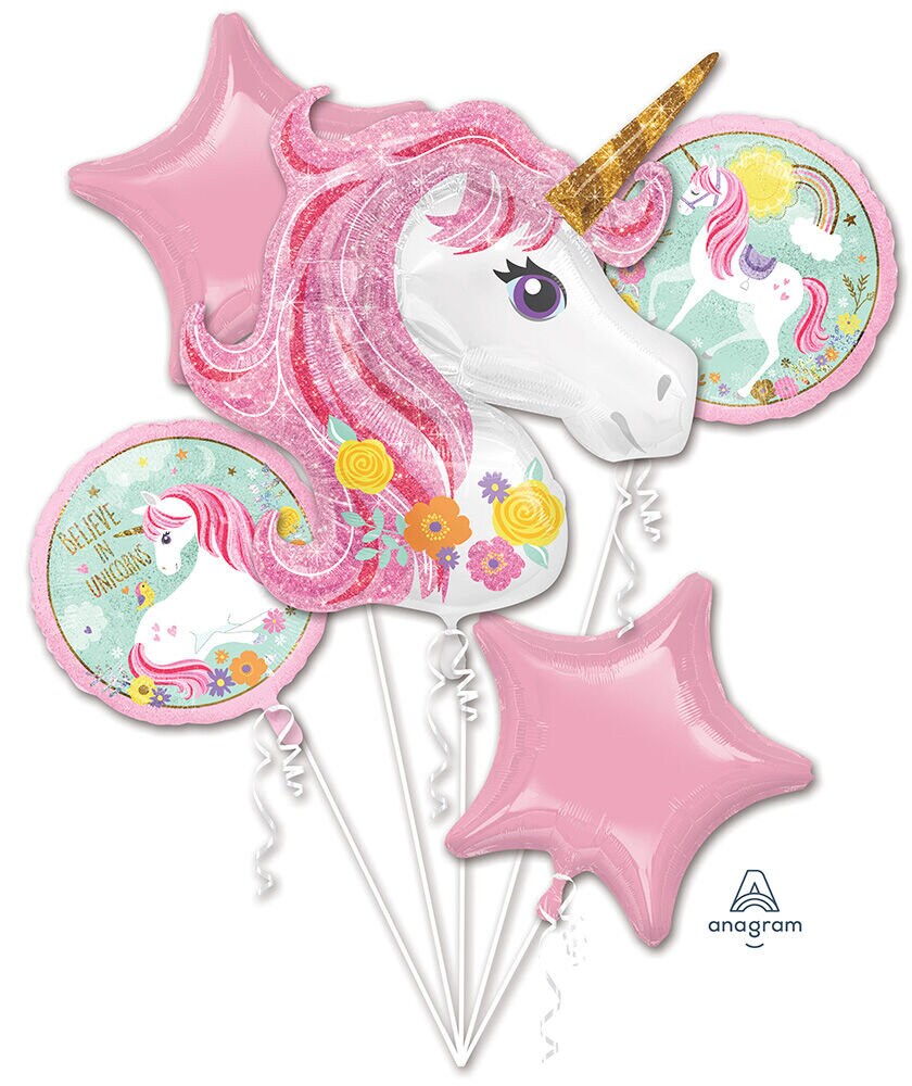46" Magical Unicorn Airwalker Balloon: Gliding Birthday Party Decor