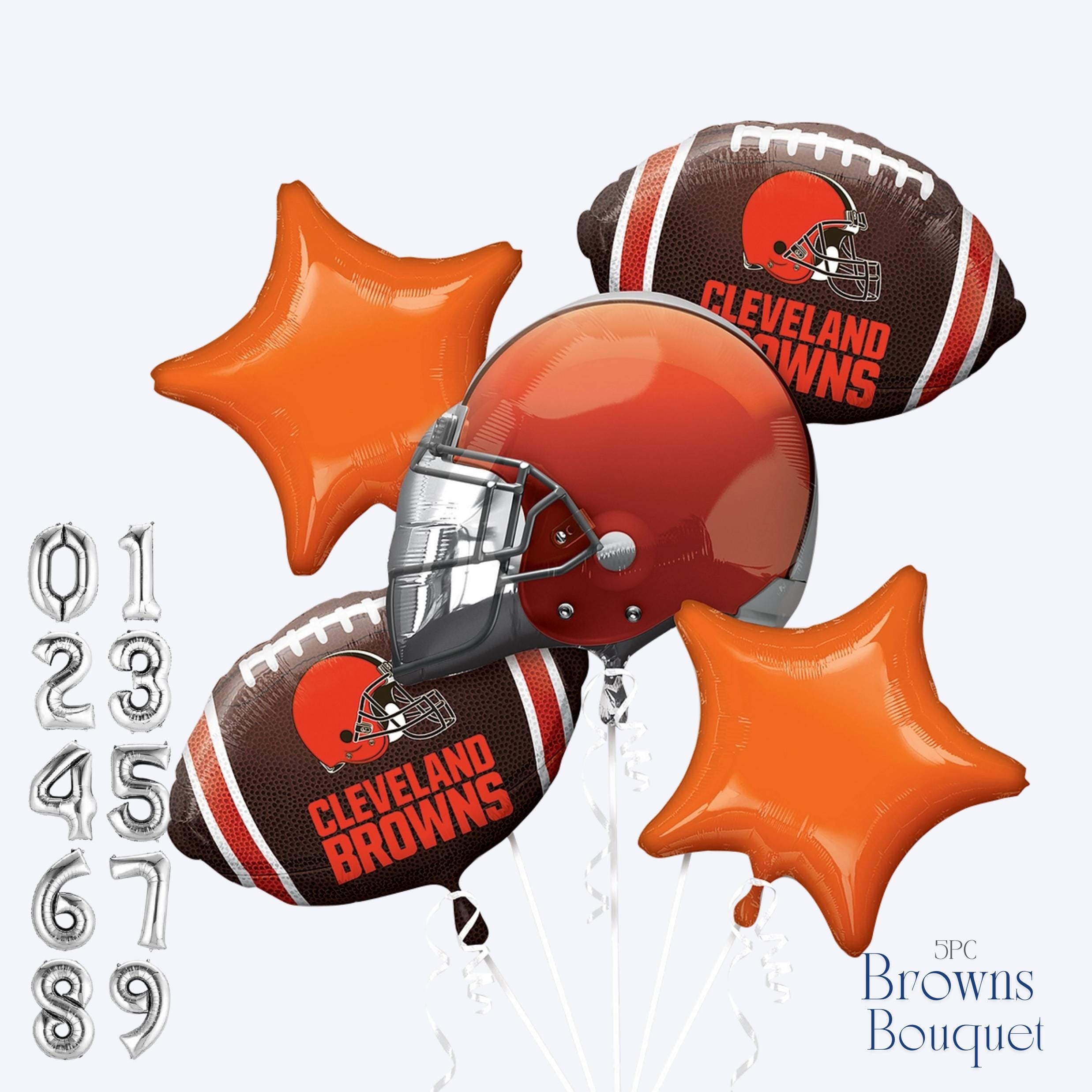 Cleveland Browns Balloon Set | Football Party Decorations | Browns Helmet Foil Balloon | Game Day Party Supplies | Browns Birthday Balloons