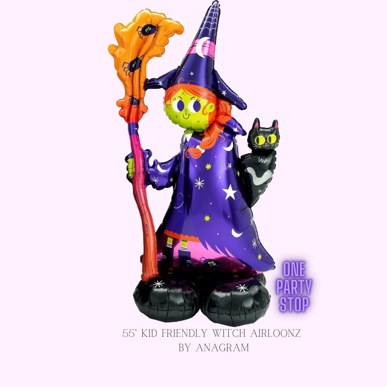 45" Halloween Pumpkin Stacker Balloon: Black Cat, Ghost, Spider Decor