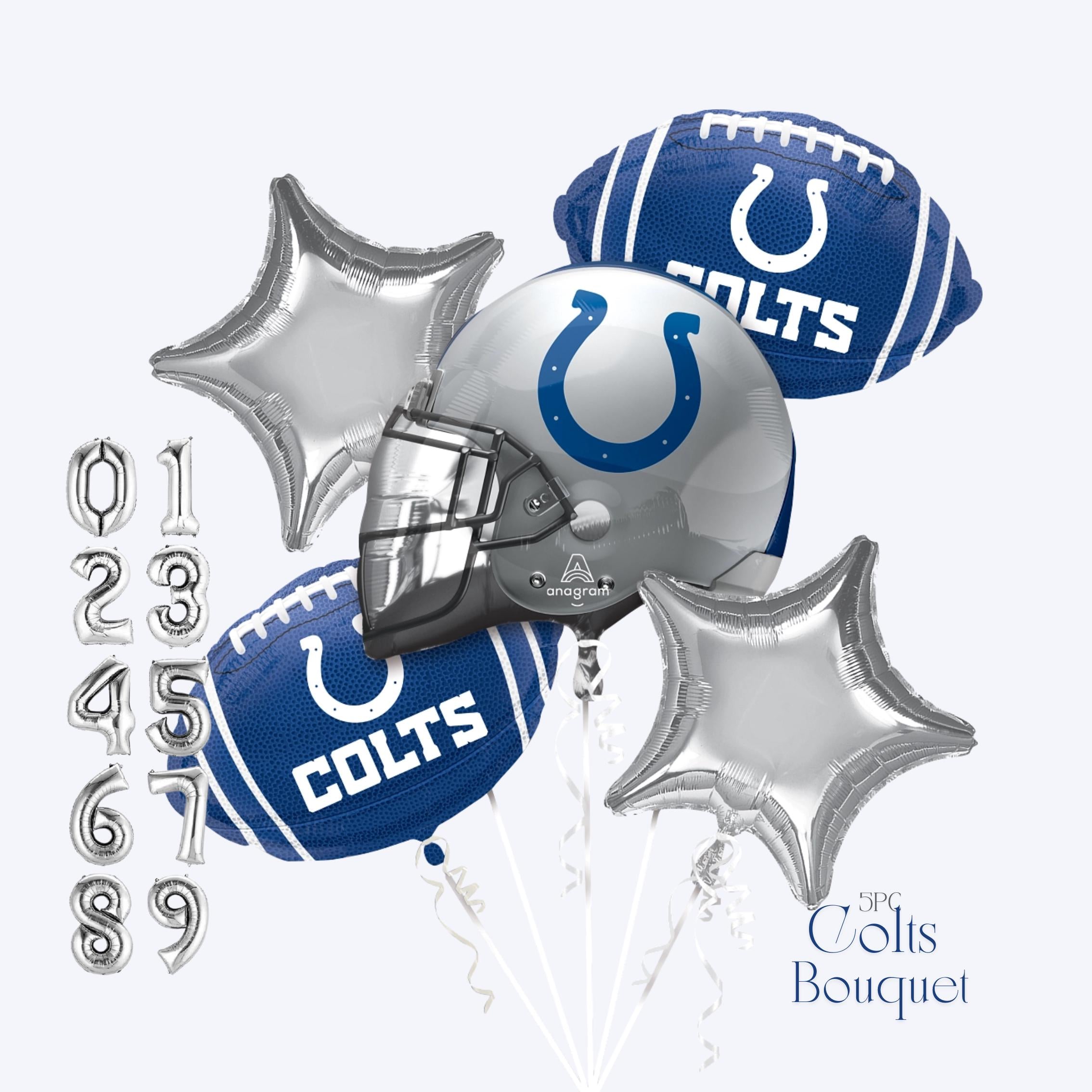 Indianapolis Colts Balloons - Anagram Licensed | Colts Balloon Bouquet | American Football Colts Jersey and Helmet | Sports Balloons