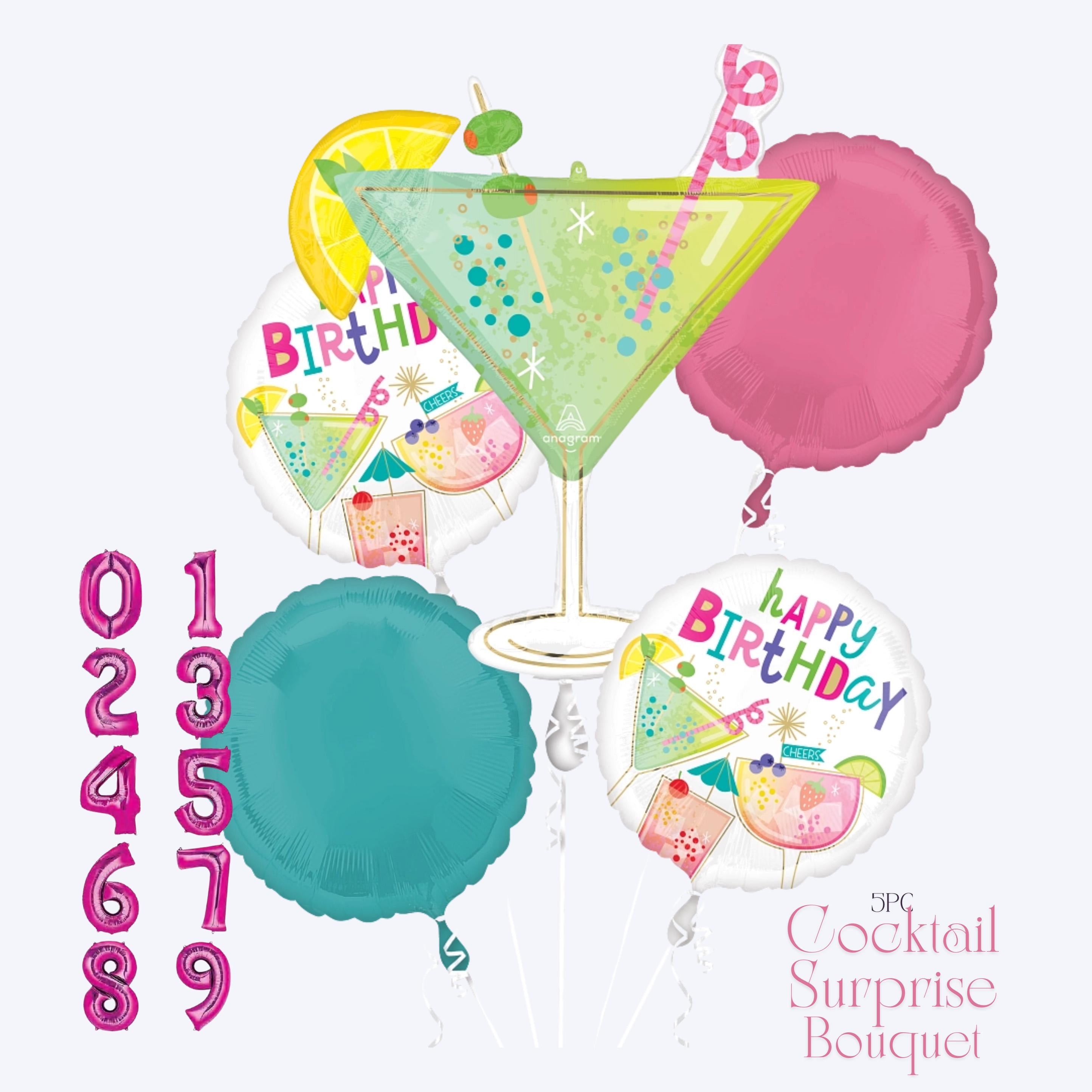 Martini Balloon Bouquet: Adult Birthday Cocktail Party Decor
