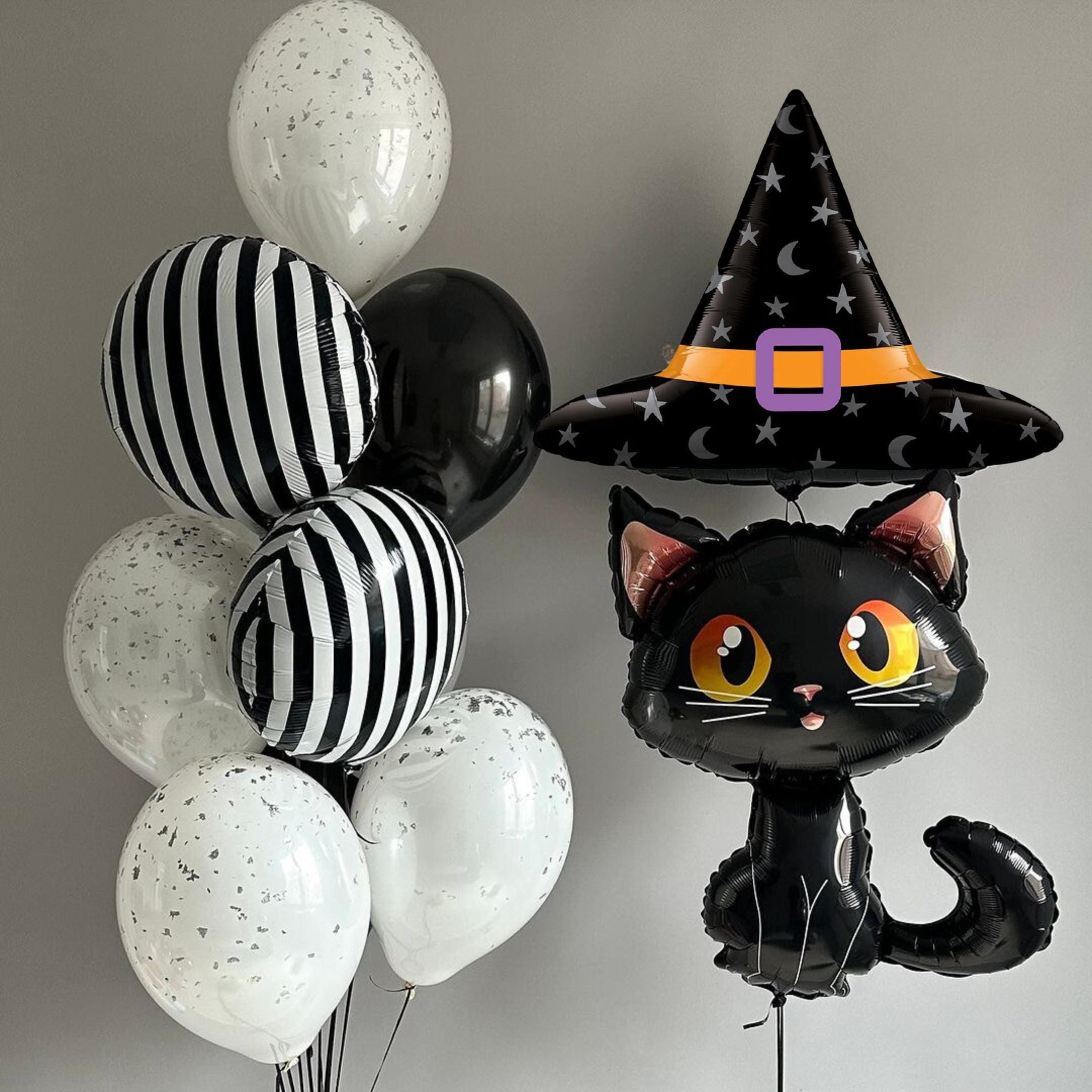 Black Cat Balloon Bouquet: Halloween Birthday Party Decorations