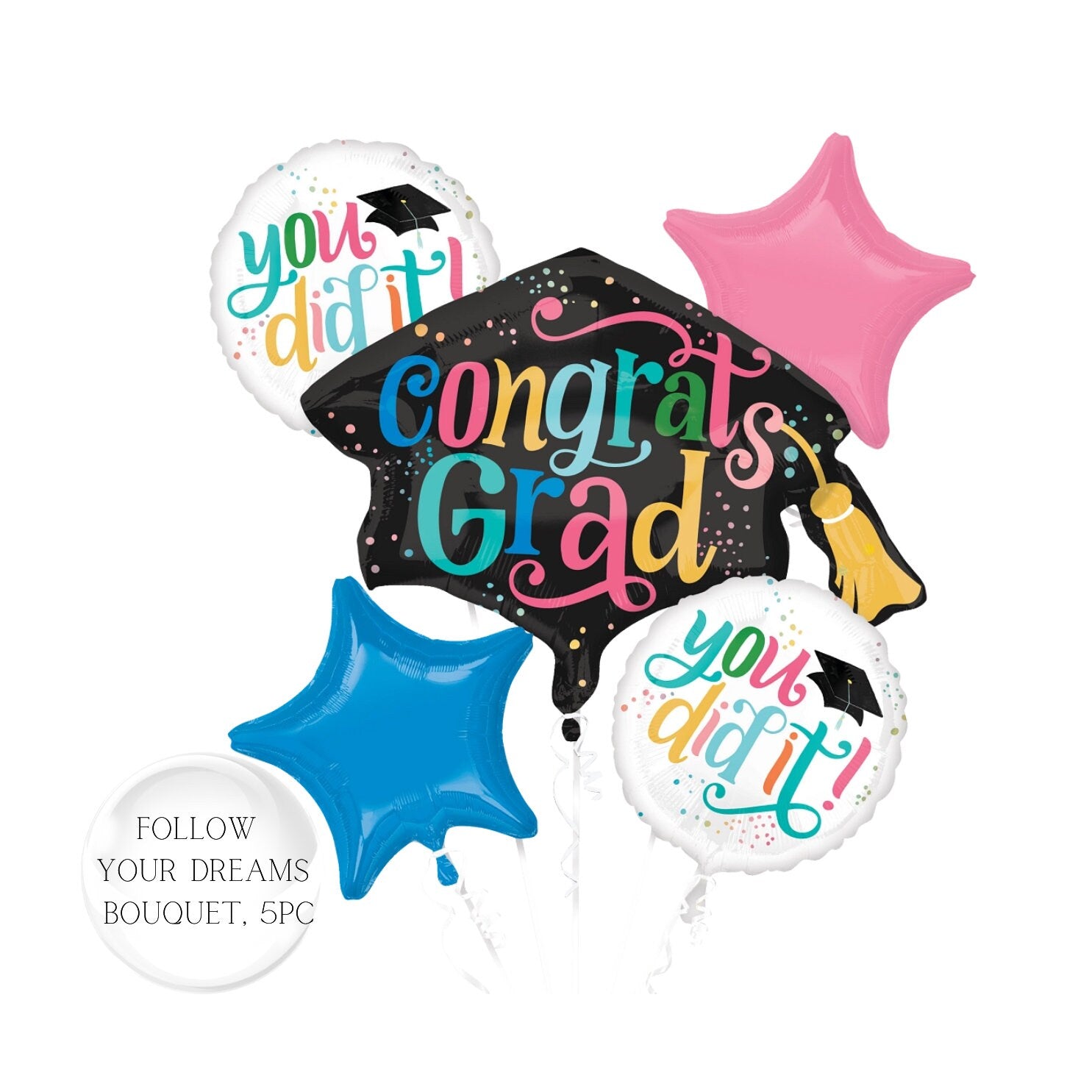 Graduation Mylar Balloon Bouquet: Congrats Grad Party Decor