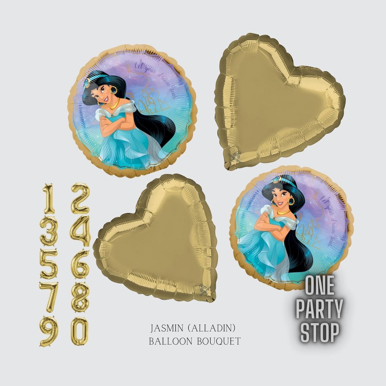 Jasmine Aladdin Foil Balloons: Princess Birthday Party Decorations