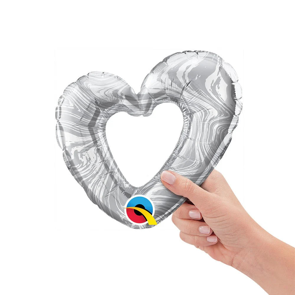 42 inch OPEN MARBLE HEART - SILVER