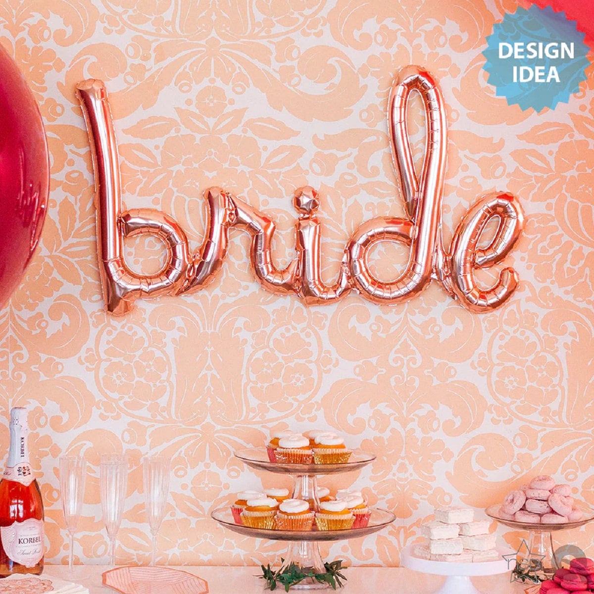Rose Gold Bride Balloon Banner: Bachelorette Party Decor