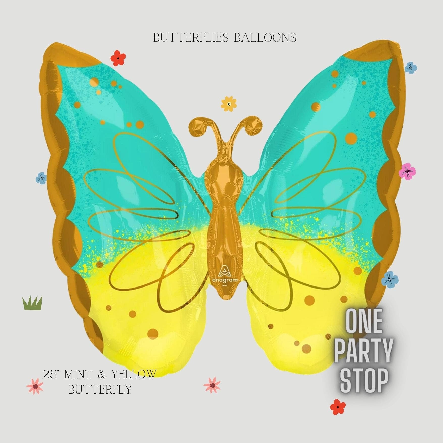 Watercolor Butterfly Foil Balloon: Pastel Birthday Party Decor