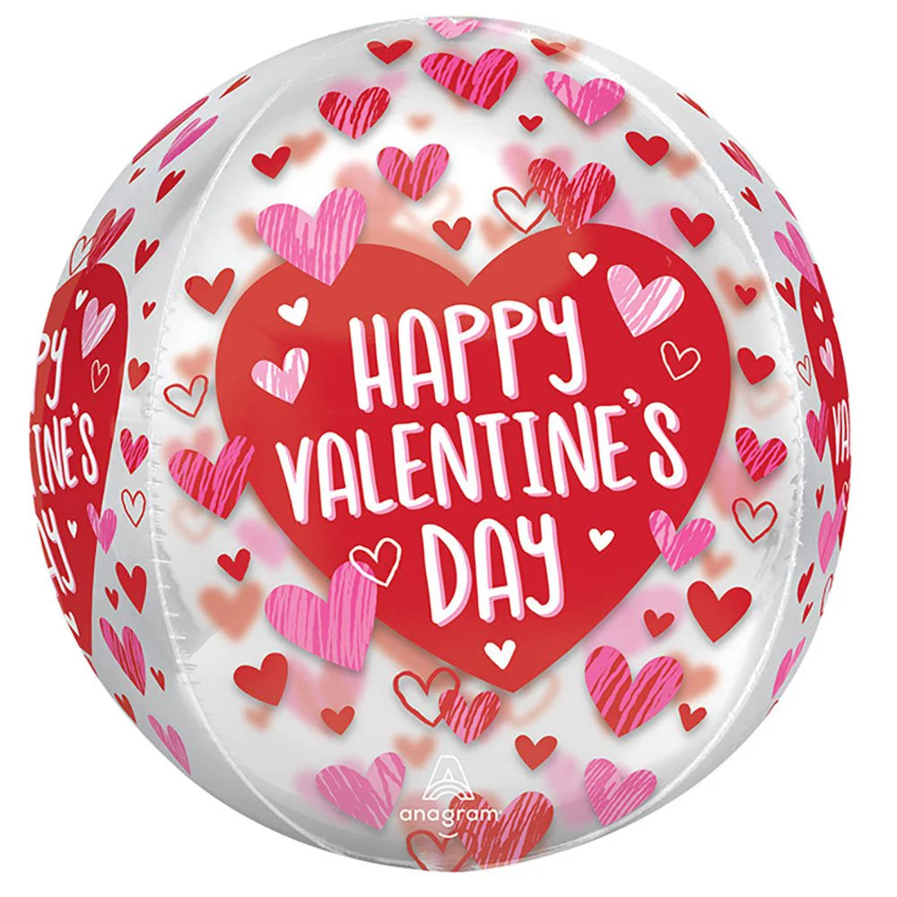 16 inch HAPPY VALENTINE'S DAY SKETCHED IMPRESSIONS HEARTS ORBZ