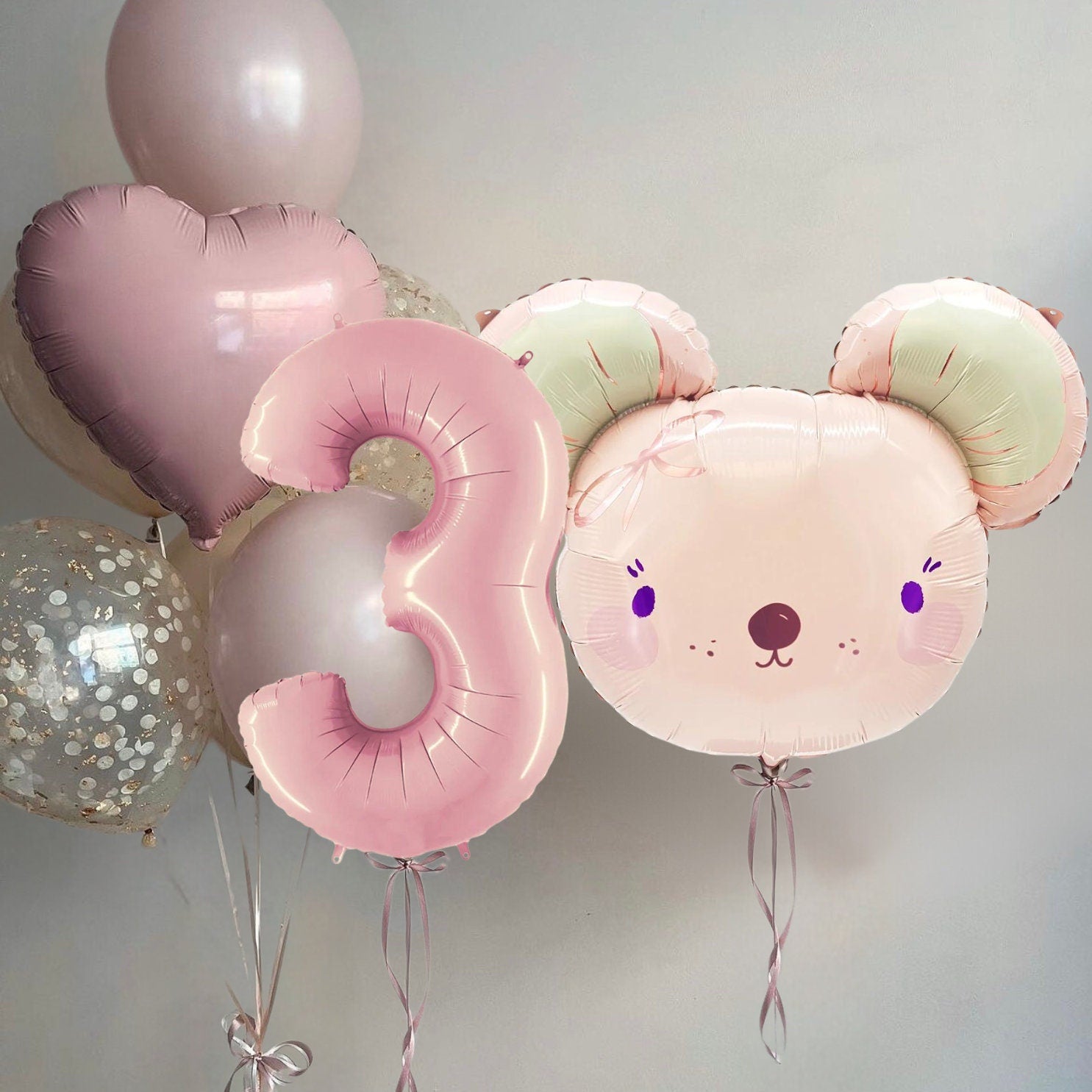 Pink Mouse Balloon Bouquet: First Birthday, Baby Shower Decor