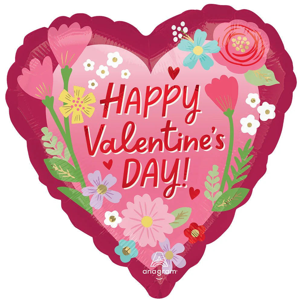 18 inch HAPPY VALENTINE'S DAY SENDING FLOWERS HEART