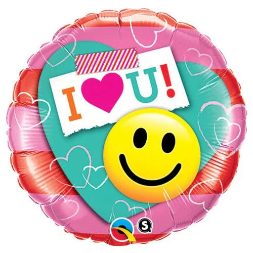 18 inch I (HEART) U! SMILE FACE