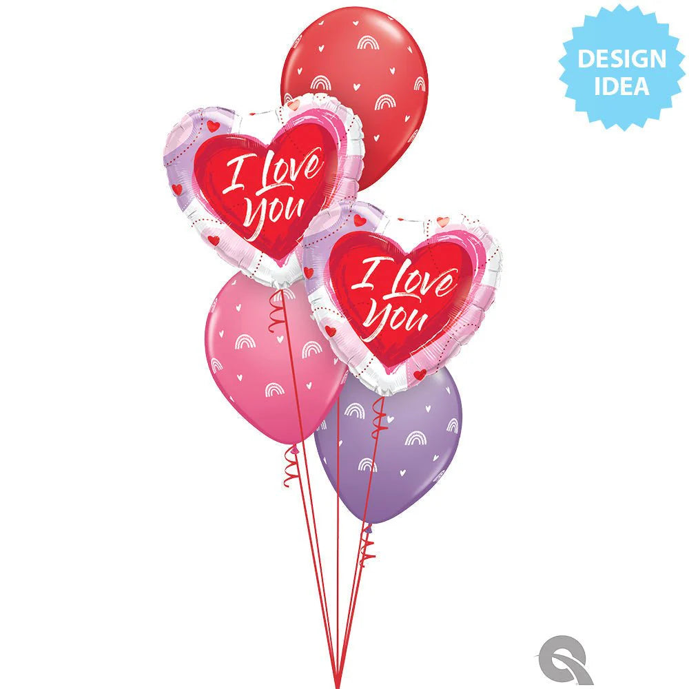 18 inch I LOVE YOU BRUSHED HEARTS