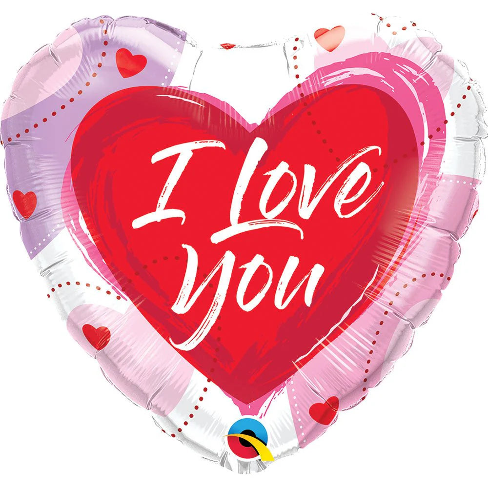 18 inch I LOVE YOU BRUSHED HEARTS