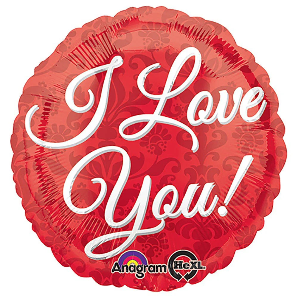 18 inch I LOVE YOU RED DAMASK