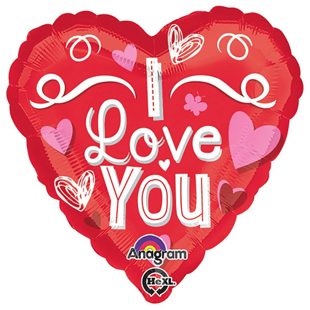 18 inch I LOVE YOU SCRIBBLE HEARTS