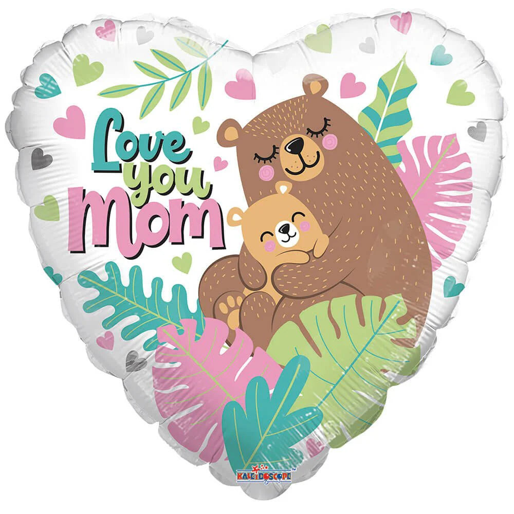 18 inch LOVE YOU MOM BEARS HEART