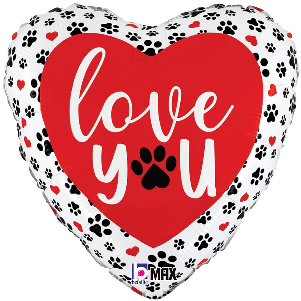 18 inch LOVE YOU PAW PRINTS