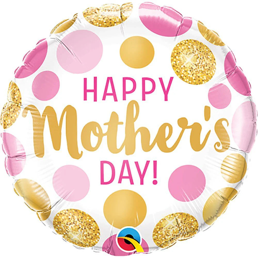 18 inch MOTHER'S DAY PINK & GOLD DOTS