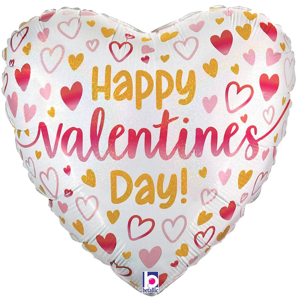 18 inch VALENTINE OMBRE HEARTS HOLOGRAPHIC