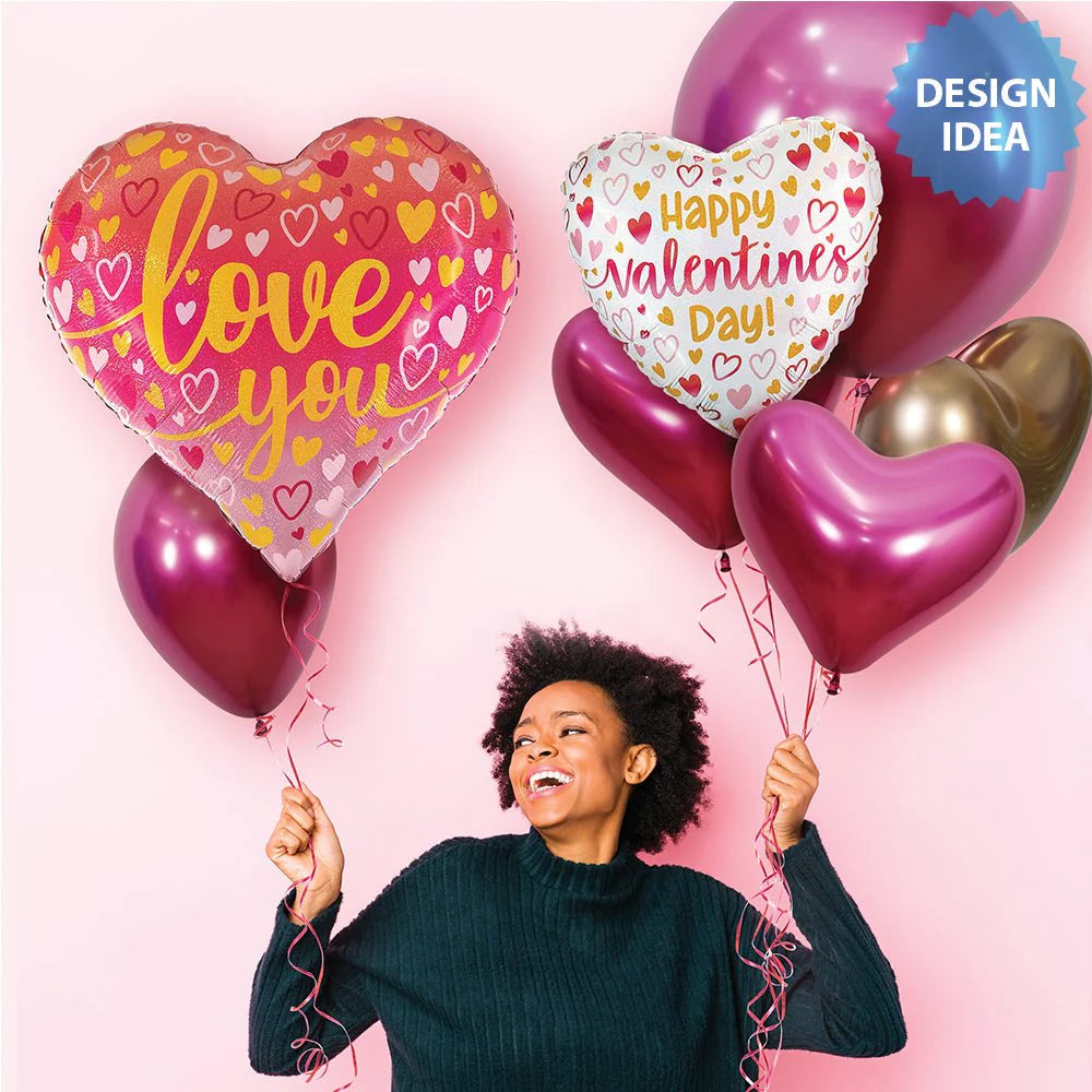 18 inch VALENTINE OMBRE HEARTS HOLOGRAPHIC