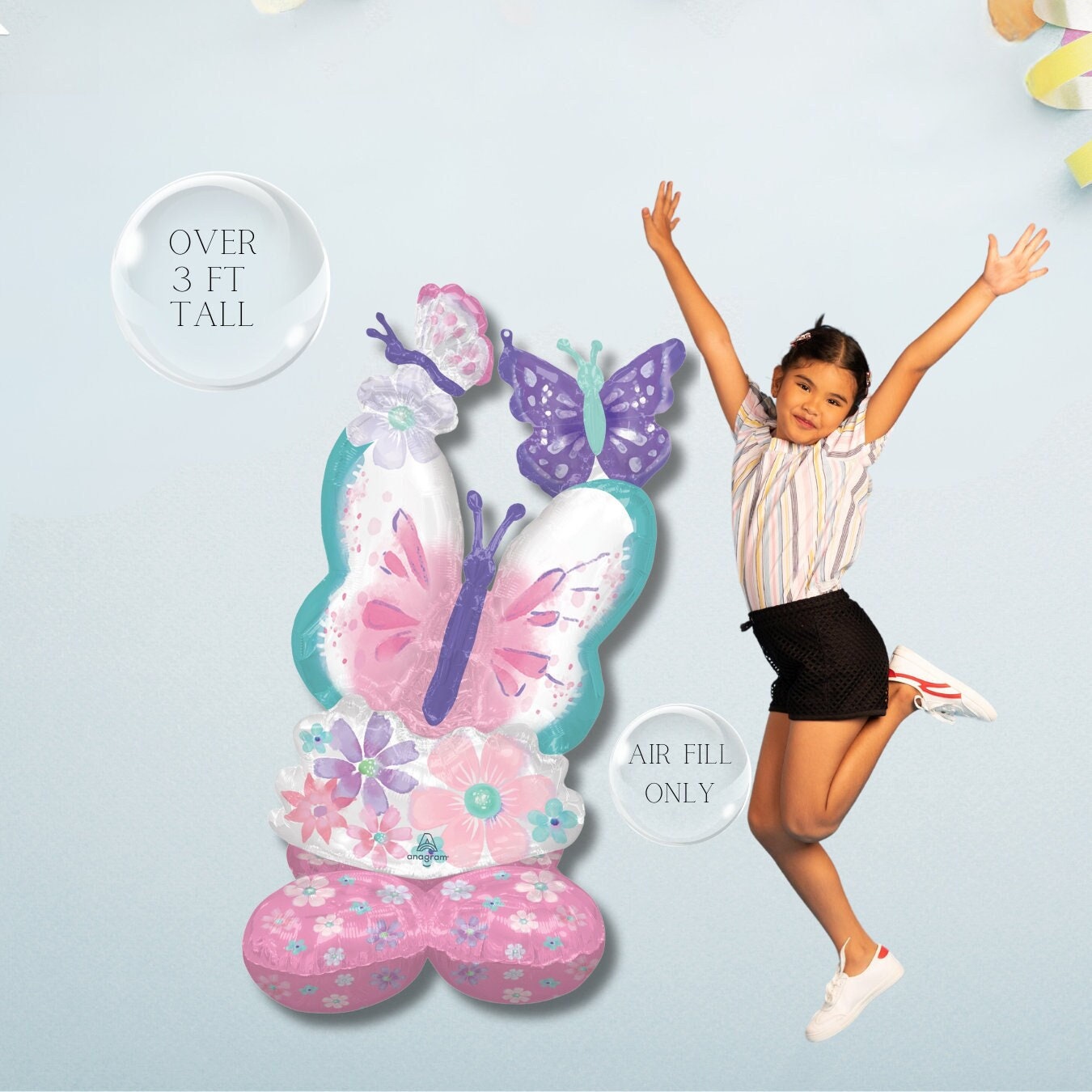 Pastel Butterfly Foil Balloons: Girls Birthday Party Decor