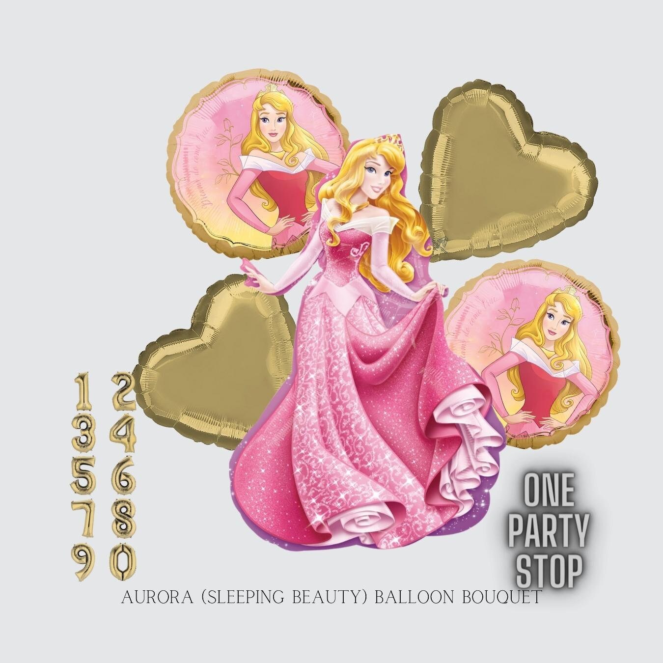 Princess Aurora Balloon Bouquet: Sleeping Beauty Birthday Decorations