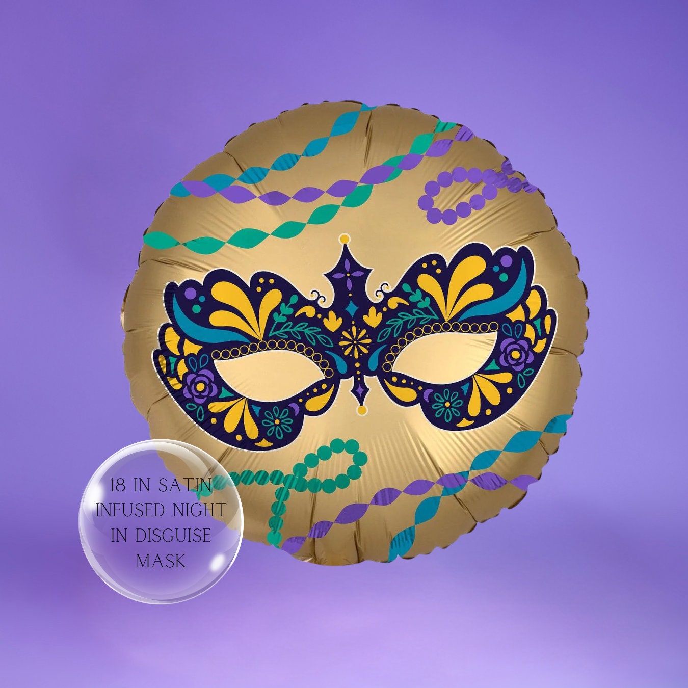 Mardi Gras Mask Balloons: Purple & Gold Party Decorations