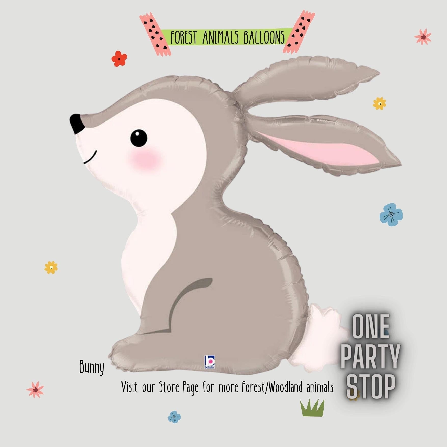 Woodland Bunny Balloon: Forest Animal Party Decor