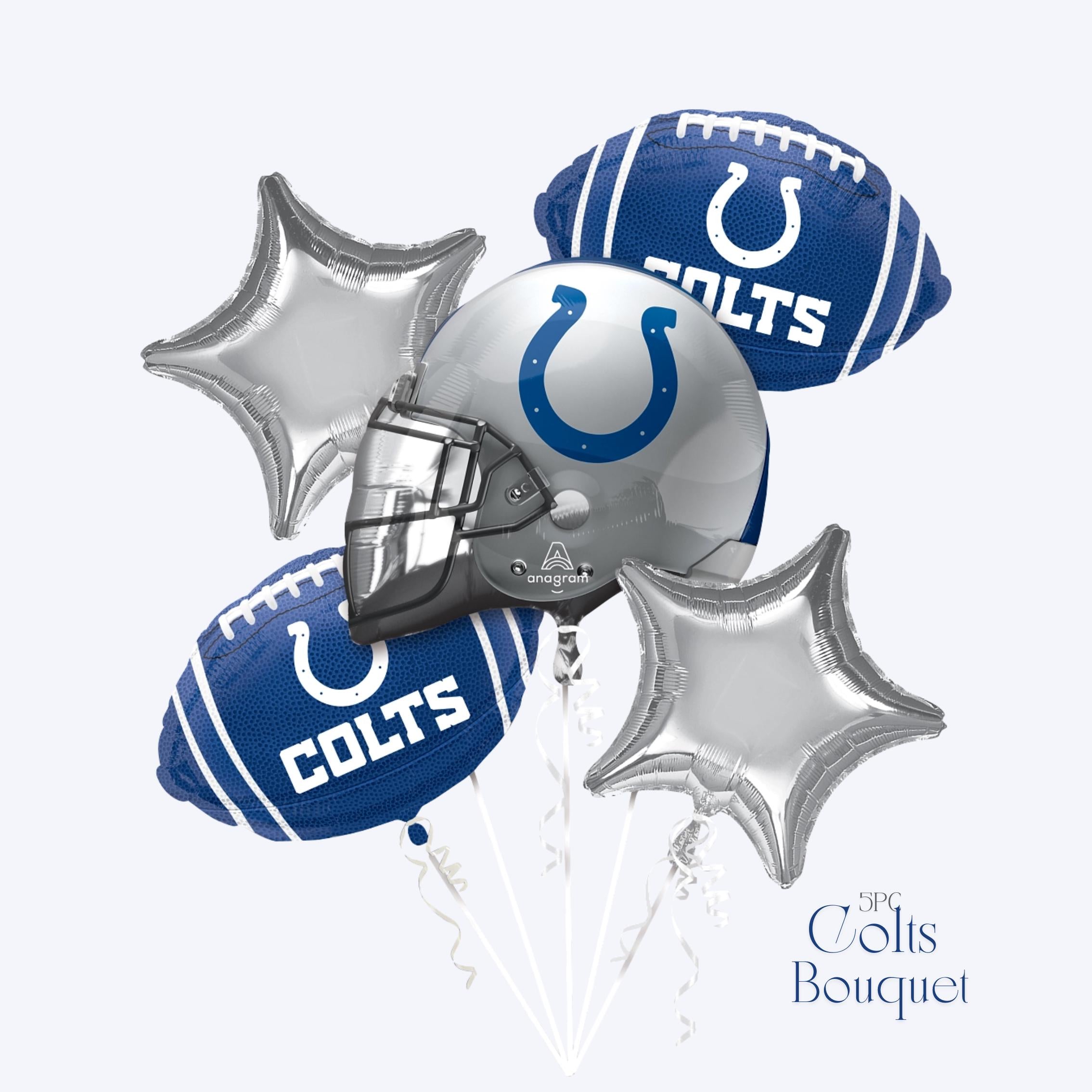Indianapolis Colts Balloons - Anagram Licensed | Colts Balloon Bouquet | American Football Colts Jersey and Helmet | Sports Balloons